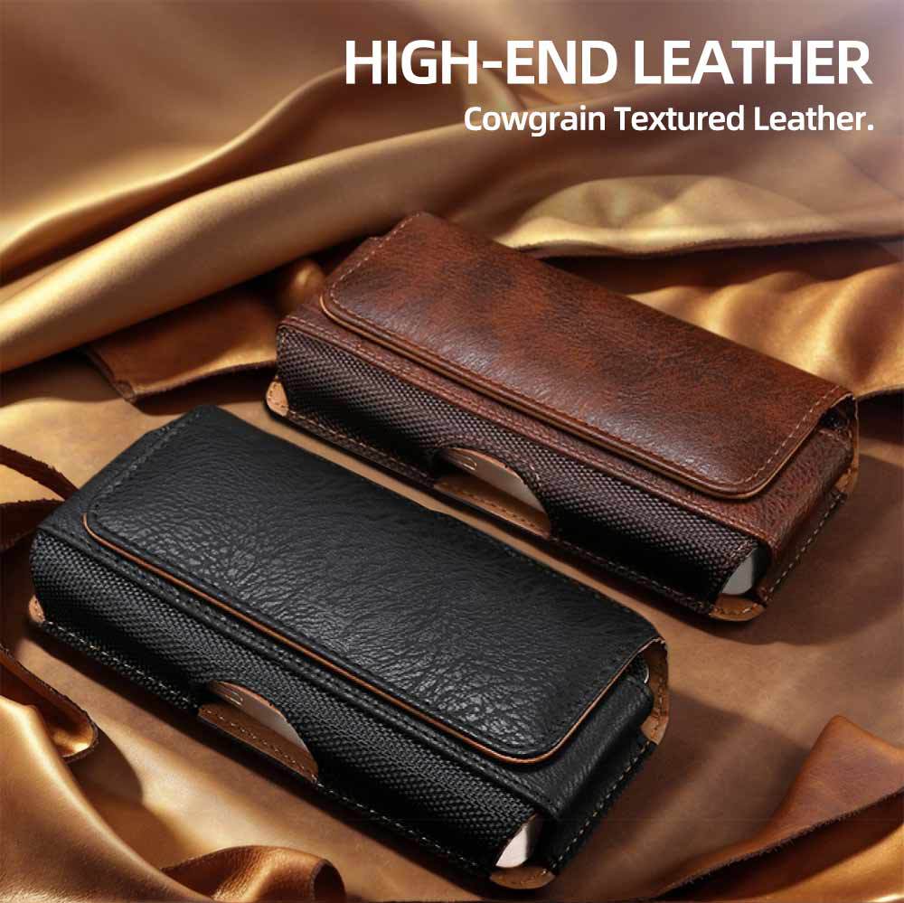 Phone Cases Vape - Retro Cowhide Grain Splicing PU Leather