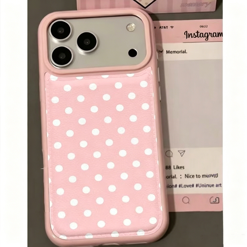 Phone Cases Korean - Ins Korean Trendy Cute Pink Polka