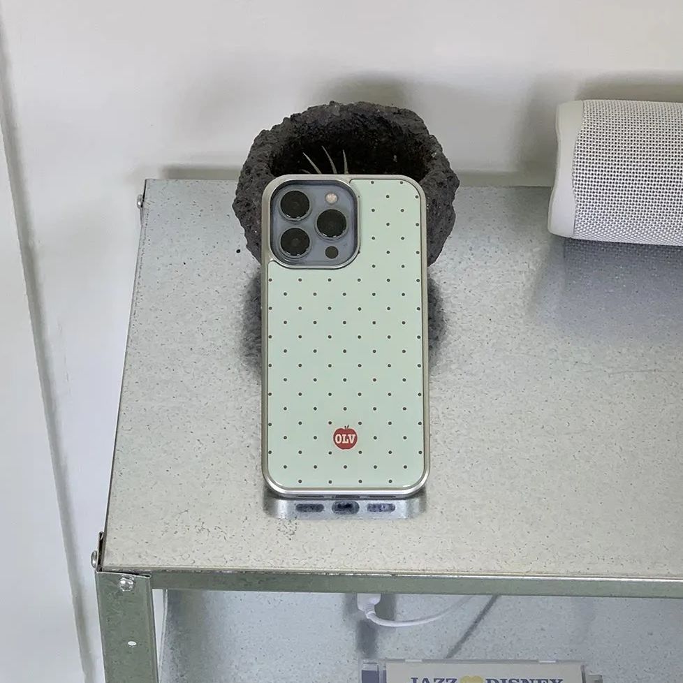 Phone Cases Green - Korean Ins High-end Cartoon Apple Polka