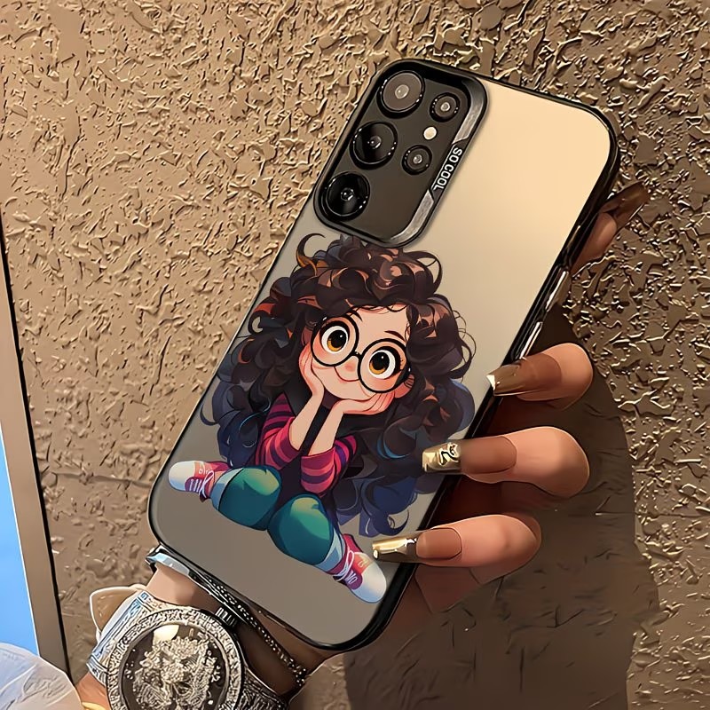 Phone Cases For Girls - Cute Curly Hair Glasses Girl Cartoon