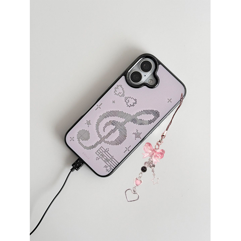 Phone Cases Korean - INS Korean Pink Mosaic Music Notes