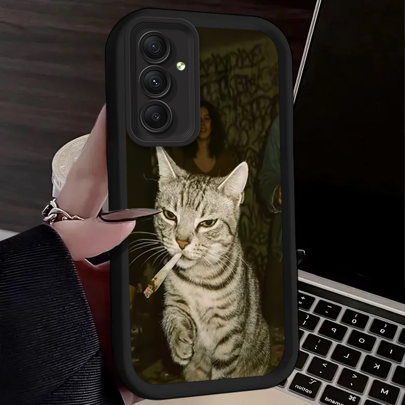 Trendy Cat Smoking Phone Case  - Phone Cases Samsung A14 review and price
