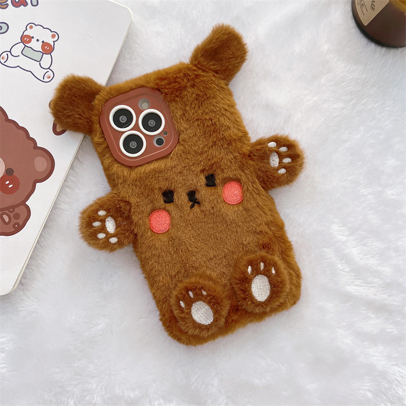 Korean 3D Cartoon Bear Fluffy  - Phone Cases Iphone 11 review and price