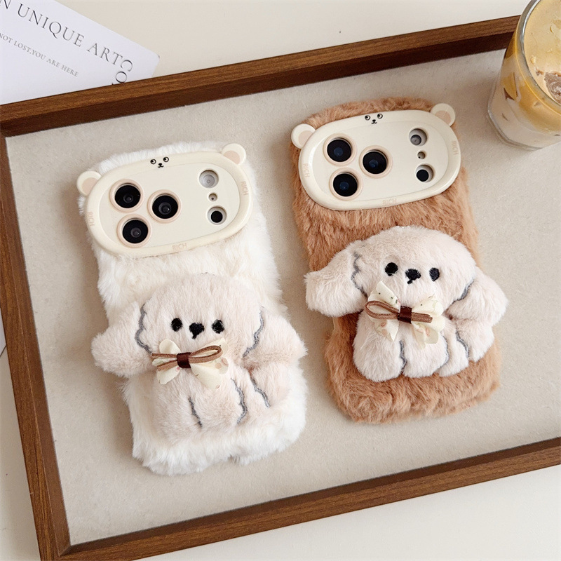 3D Cartoon Bowknot Puppy Warm  - Phone Cases Iphone 11 review and price