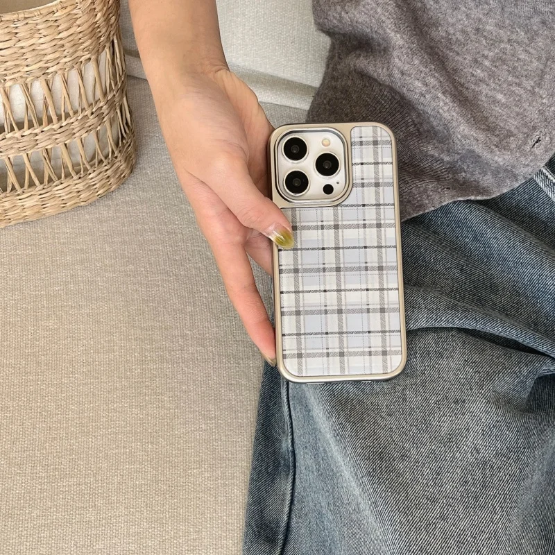 Korean Ins Epoxy Blue Plaid Pa - Phone Cases Korean review and price