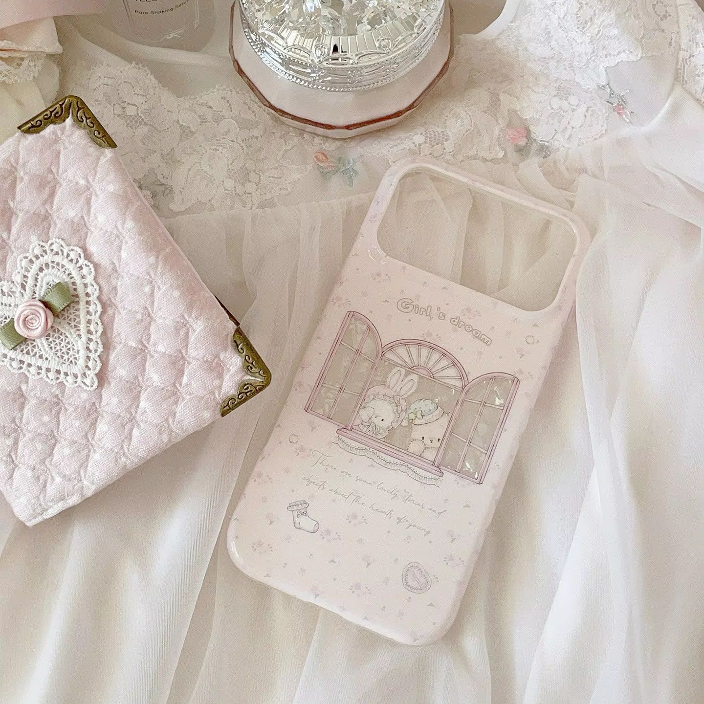 Kawaii Bunny Bear Floral Pink  - Phone Cases For Girls review and price