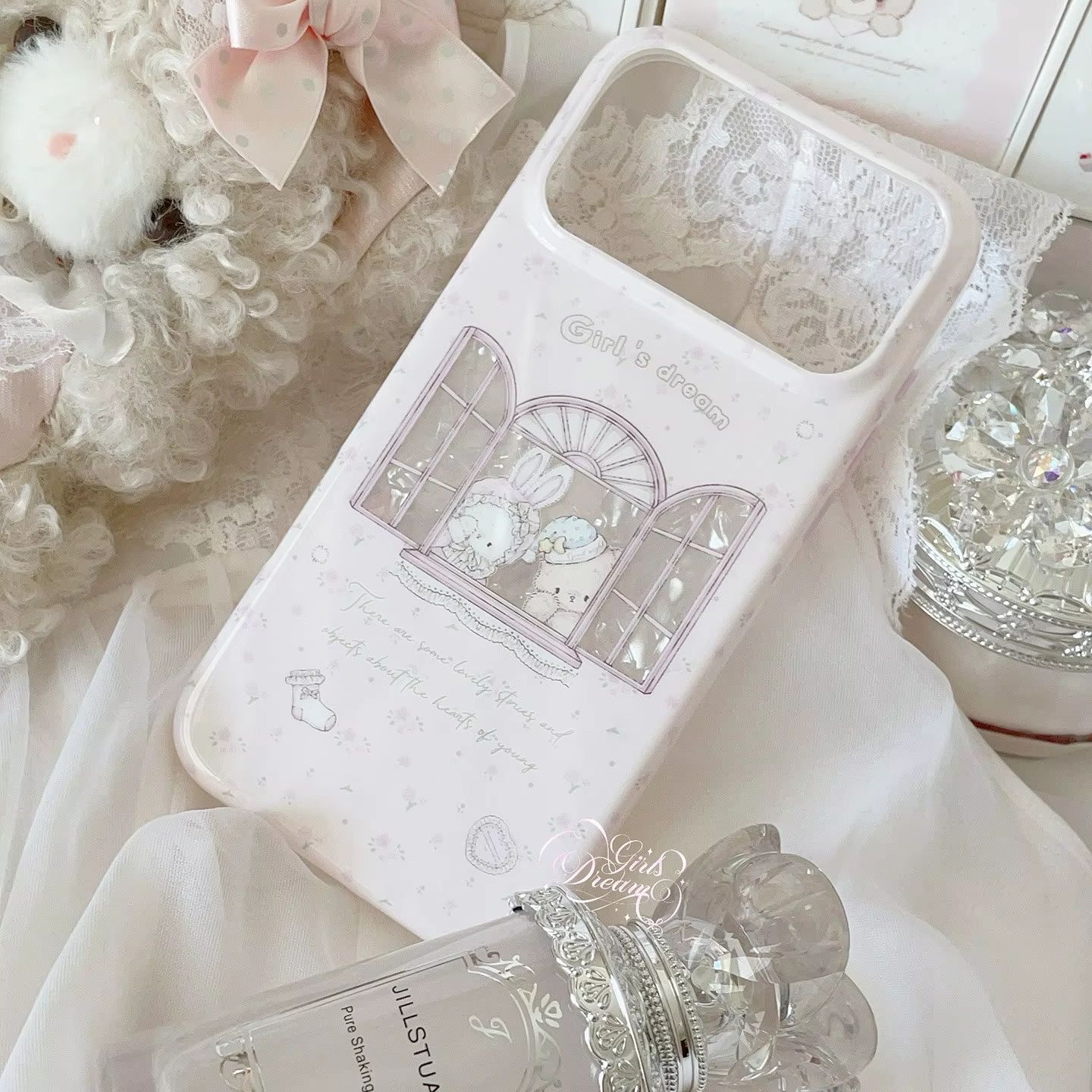 Kawaii Bunny Bear Floral Pink  - Phone Cases For Girls review and price