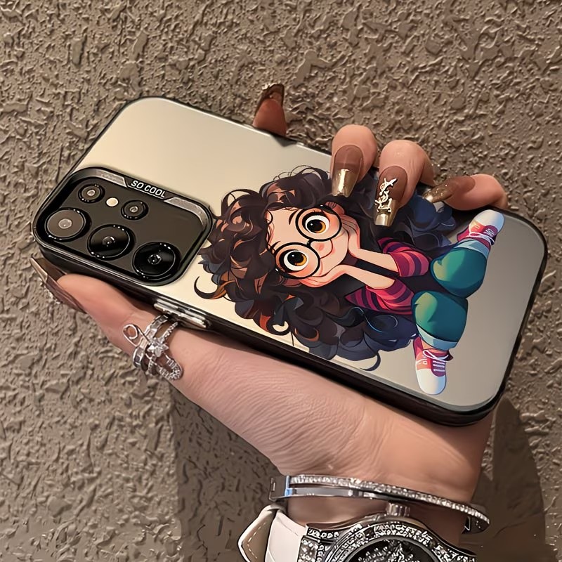 Cute Curly Hair Glasses Girl C - Phone Cases For Girls review and price