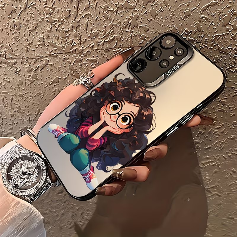 Cute Curly Hair Glasses Girl C - Phone Cases For Girls review and price