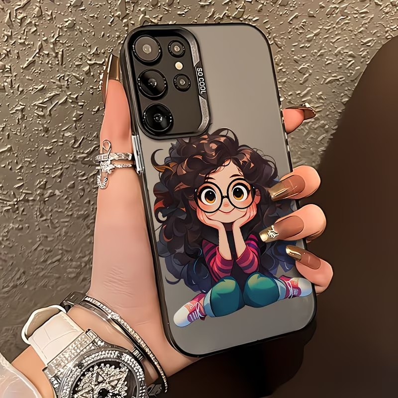 Cute Curly Hair Glasses Girl C - Phone Cases For Girls review and price